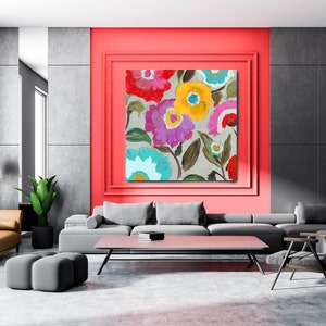 Floral Artwork Canvas Print, Colorful Floral Art, Abstract Floral Botanical Wall Art, Large Wall Art Decor Art Print for Living Room OR178-A
