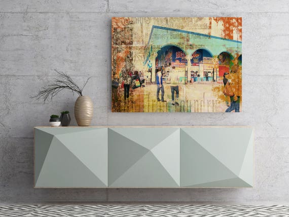 Venice Beach 7. Extra Large Architectural Cityscape Canvas Art Print. Rustic Brown URBAN Canvas Art Print up to 72" by Irena Orlov