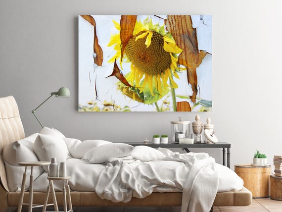 ORL-11631-1 Rustic Sunflower 1. Floral Rustic Canvas Art Print up to 72", Large Floral Oversized Canvas Art Print by Irena Orlov