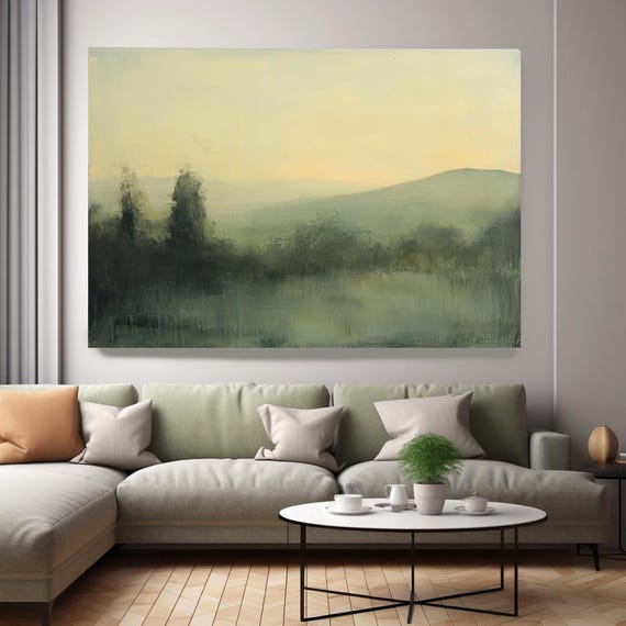 Horizon Haze-21 – Minimalist Abstract Landscape Canvas Print, Soft Neutral Wall Art, Modern Calm Interior Décor