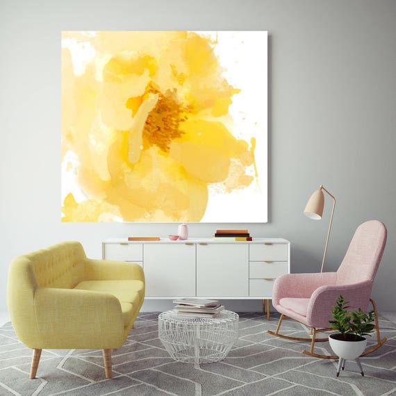 Beautiful and bright. Floral Painting, Yellow White Floral Canvas, Abstract Colorful Contemporary Canvas Art Print up to 72" by Irena Orlov