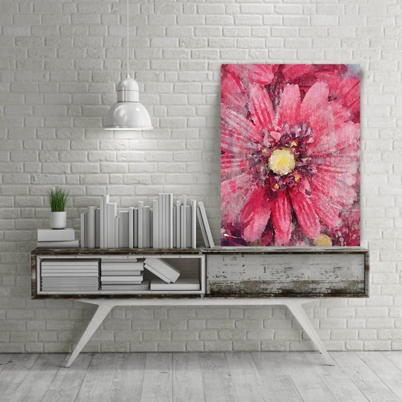 ORL-8053-3 Awakened Floral. Floral Painting, Pink Red Abstract Art, Abstract Colorful Contemporary Canvas Art Print up to 72" by Irena Orlov