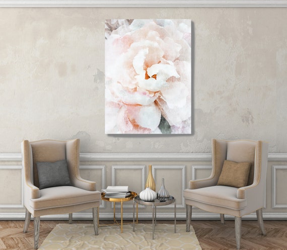 Floral painting, Shabby Chick Painting, Floral Wall Art, Rustic Flowers Canvas Print, Blushing Beauty 5, Farmhouse Floral Painting