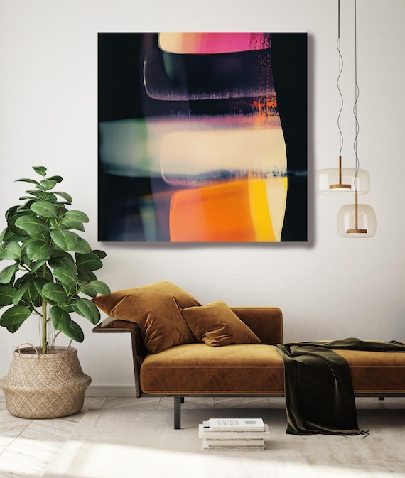 Veils of Illusion-32, Black Colorful Canvas Print | Minimalist Abstract Painting | Red Abstraction | Abstract  Art | Abstract Canvas Print