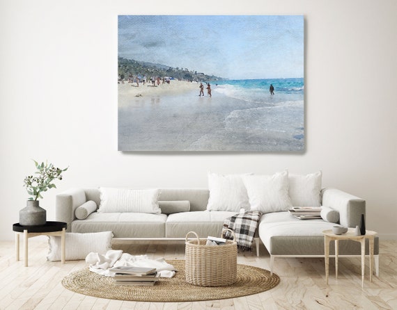 Oh Summer. Huge Rustic Seascape Painting Canvas Art Print, Seascape Large Blue Canvas Art Print, Beach Art, Beach Painting, Coastal Artwork