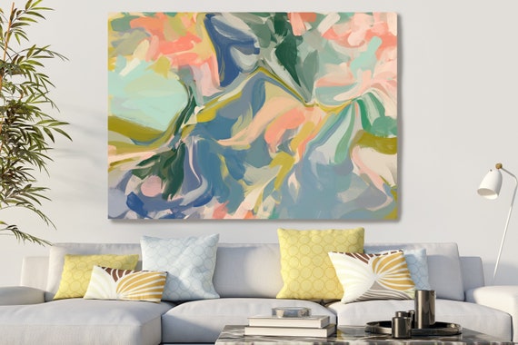 Green Abstract Wall Art, Modern Canvas Art Print Abstract Painting, Wall Decor, Abstract Modern Canvas Art, Color Burst Abstraction 6-02-40