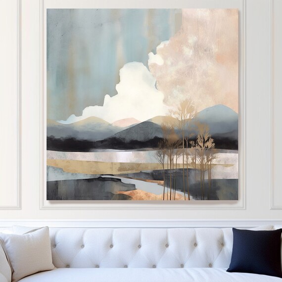 Golden Landscape 4 / Canvas Print | Minimalist Landscape Painting | Green Landscape  | Abstract Landscape Art | Landscape Canvas Print