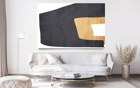 Modern Shape Wall Decor,, Abstract Bold Print in Black Beige, Modern Wall Art, Canvas Art Print, Boho Wall Art, Modern canvas art