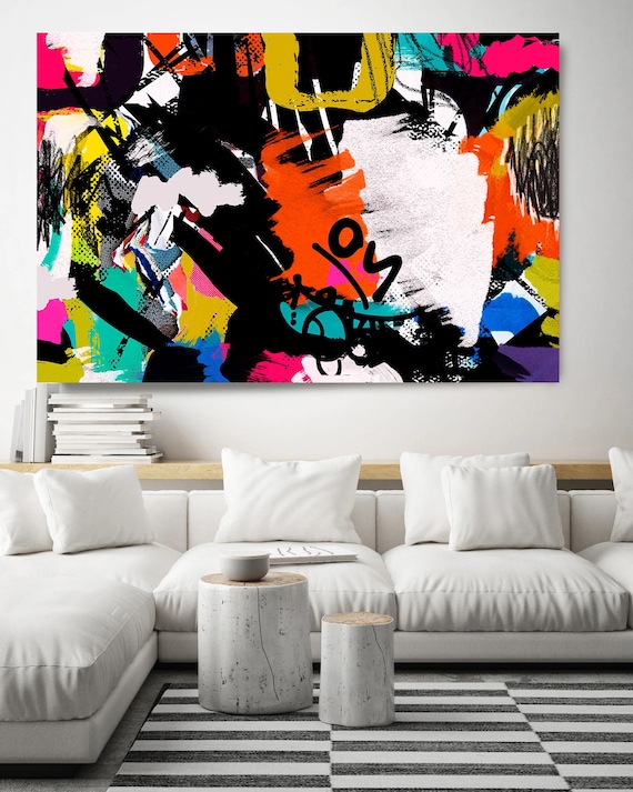 Graffiti Abstract Canvas, Pop Art, Street Art Painting Print on Canvas, Large Canvas Print, Urban Artwork Canvas Print, Modern Graffiti 2