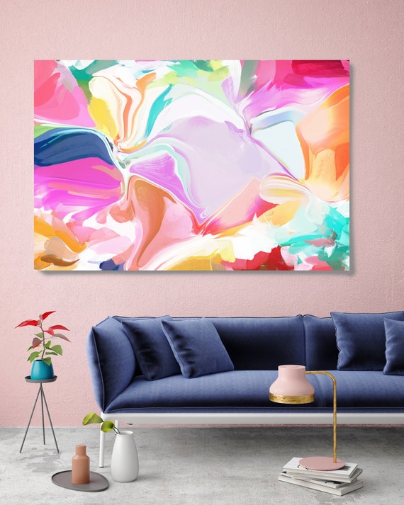 Color Burst, Abstract Painting Trending Now Colorful Vibrant Flow Artwork Canvas Art Print Contemporary Flow Painting Large Canvas Print