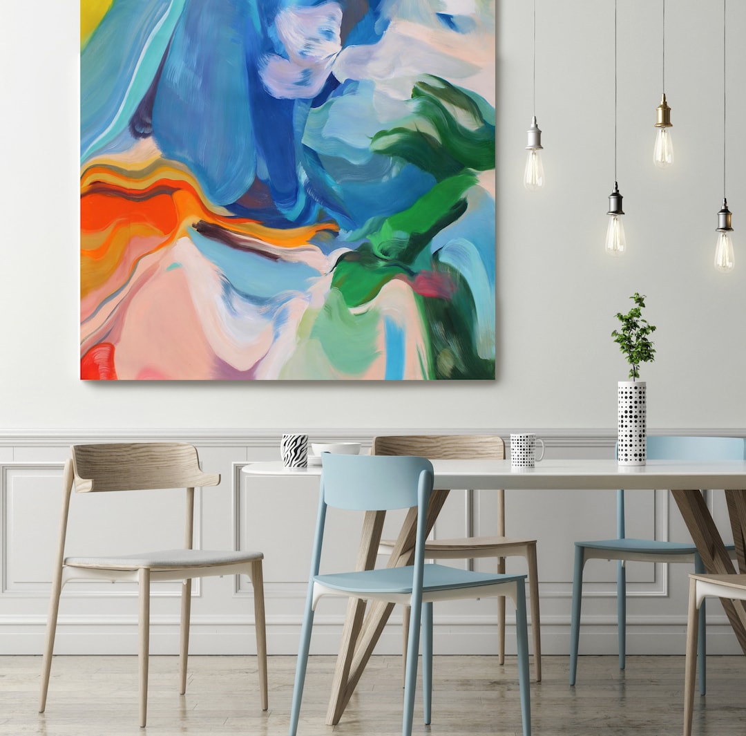 Large Colorful Abstract, Environmental Vibrations 2, Blue Yellow Red ...