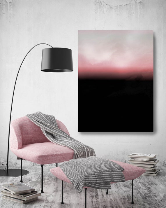 Abstract Minimalist Rothko Inspired 1-39. Abstract Painting Giclee of Original Wall Art, Pink Black Large Canvas Art Print up to 72"