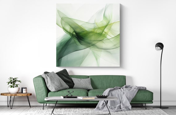 Abstract Green Stream-1, Contemporary art, Minimalist Canvas Print, Canvas Print Painting Art, New Media, Office Art, Living Room Art