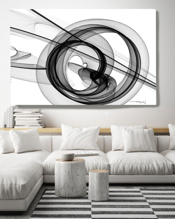 Abstract Black and White 18-04-01. New Media Abstract Black and White Canvas Art Print, Canvas Art Print