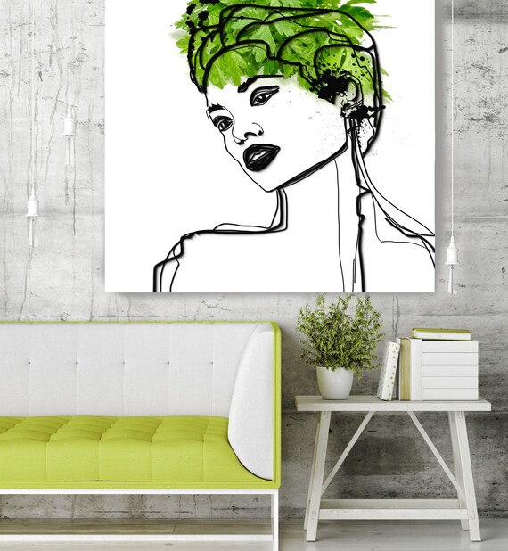 Green Beauty. Figurative Green Contemporary Painting Canvas Print, Extra Large Canvas Art Print up to 48" by Irena Orlov