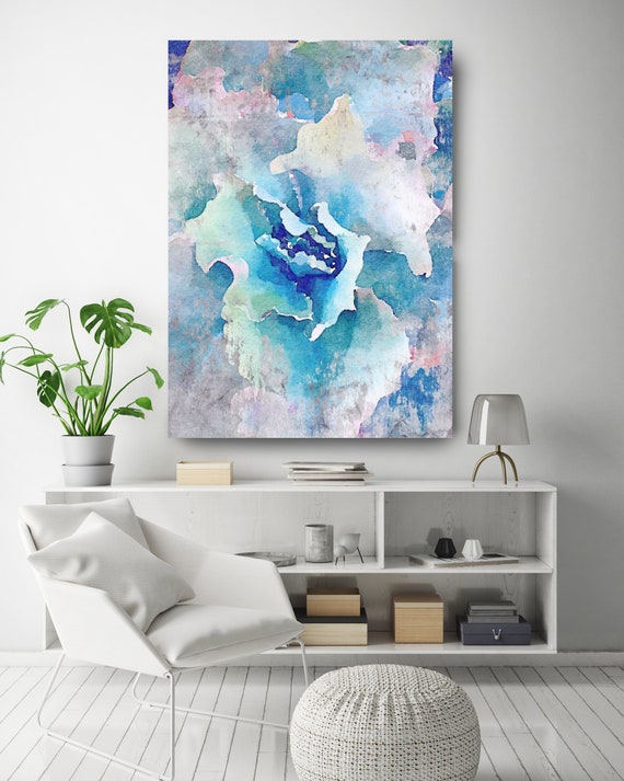 Rustic Succulent 4. SUCCULENT Watercolor Wall Art, Blue Pink Watercolor CANVAS Prints, Succulent Flower Artwork up to 72" by Irena Orlov