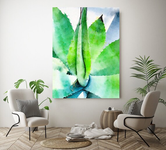 Agave, Succulent Art Print, Watercolor, Succulent Painting, Agave Painting, Agave Watercolor Painting, Tropical Canvas Print