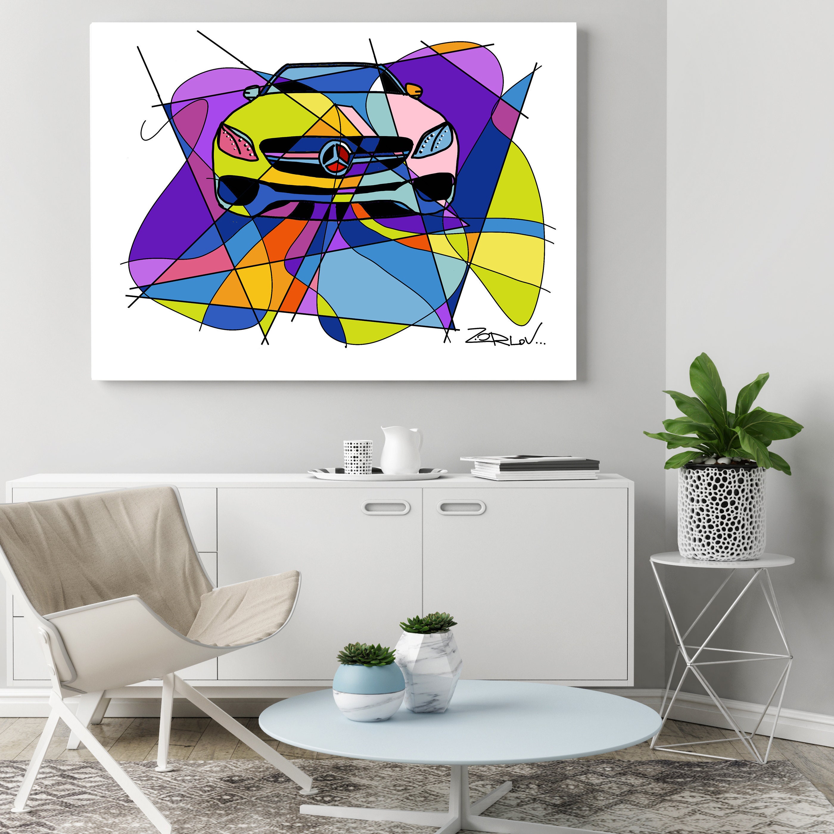 Mercedes Mercedes Art Print Purple Mercedes Painting Canvas Art Print Kids Wall Decor Cars Wall Decor Up To 72 By Zeev Orlov