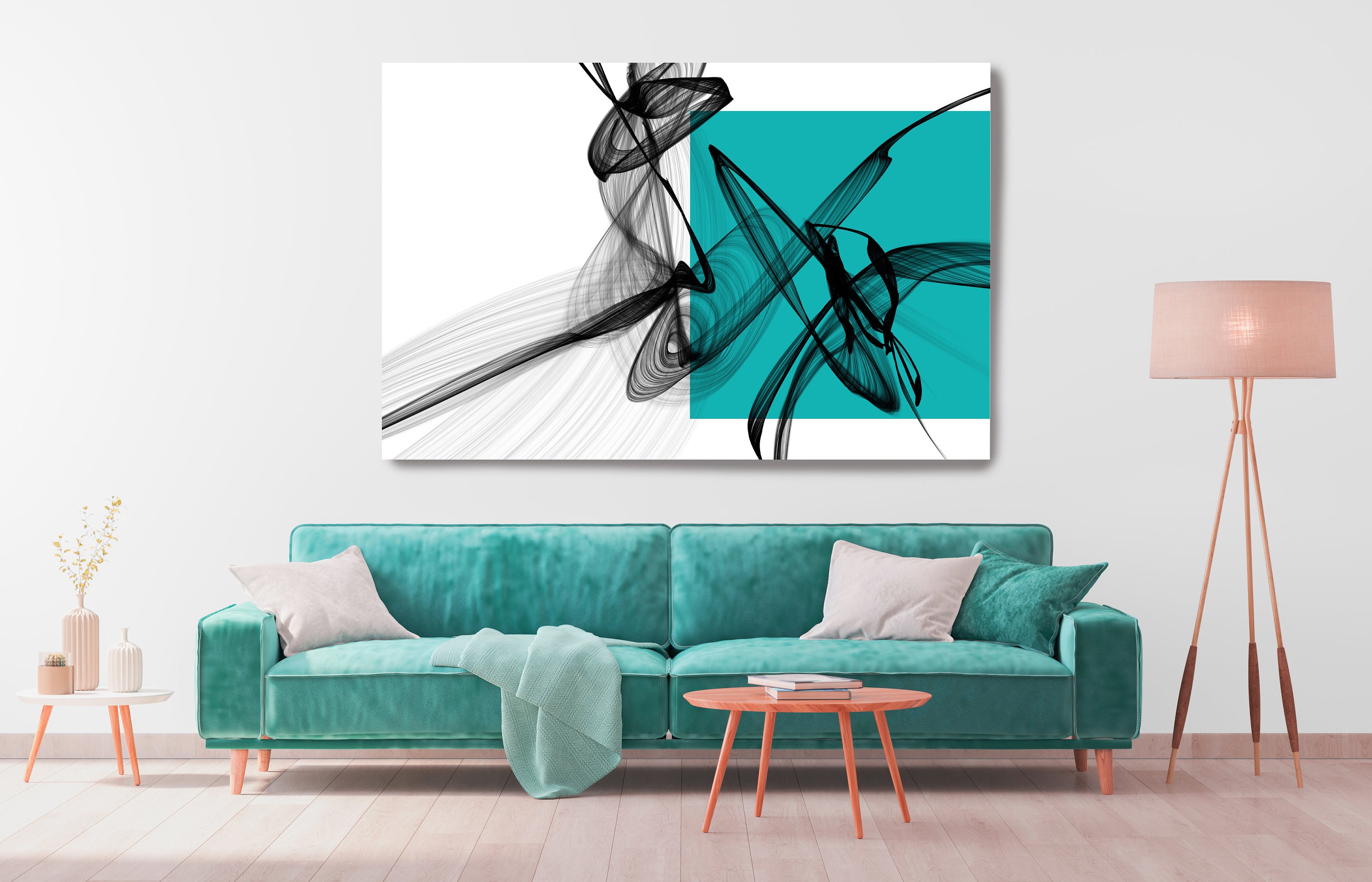Square Oversized Abstract Canvas Artliving Room Wall 