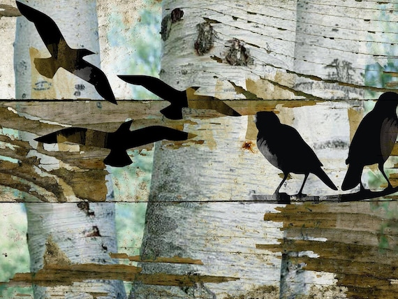 Birds on birch II. Canvas Print by Irena Orlov 20X16"