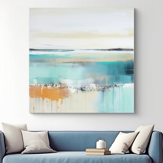 Beachfront Tranquility-11,  / Blue Coastal Canvas Print, Large Wall Art, Abstract Beach Canvas Print, Custom Sea Wall Art