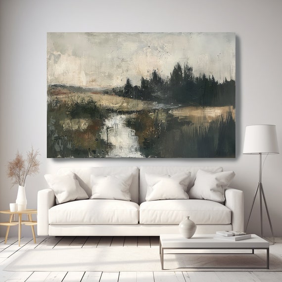 Countryside Charm-7, Landscape Painting Canvas Print | Huge  Landscape Art | Landscape Painting | Rustic Landscape Art Print |