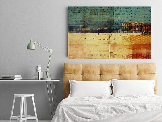 Venice Beach.Large Architectural Cityscape Canvas Art Print. Rustic Brown URBAN Canvas Art Print up to 72" by Irena Orlov