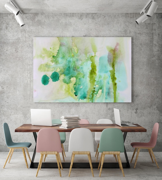 Watercolor Coastal Abstract 40. Watercolor Abstract Green Blue Canvas Art Print, Abstract Green Blue Canvas Print up to 72" by Irena Orlov