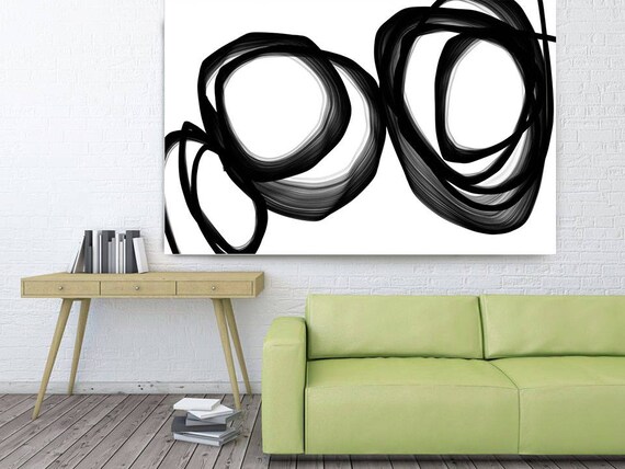 Abstract Expressionism in Black And White 4. Contemporary Unique Wall Decor, Large Contemporary Canvas Art Print up to 72" by Irena Orlov