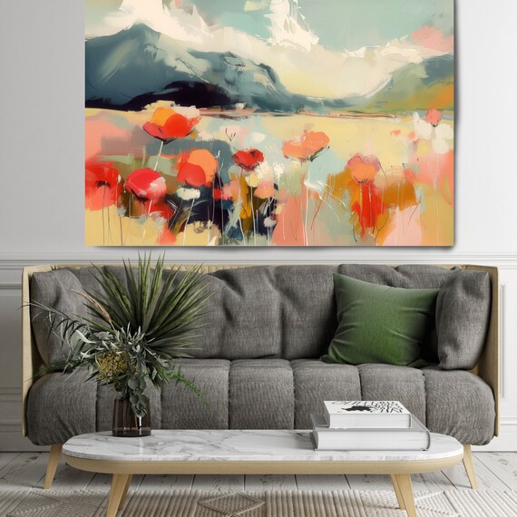Landscape painting, landscape wall art, landscape art print, landscape Canvas Print, Wildflower Waltz-10, Scenic Art, Office Art