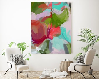 This is your time, Large Art Abstract Painting Red Green Wall Art Home Decor Canvas Prints Coastal Wall Decor Canvas Art Print Irena Orlov