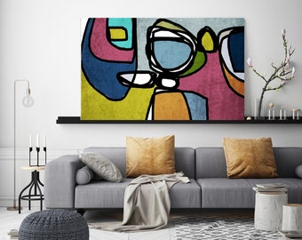 Mid Century Canvas Art, Canvas Print, Midcentury Modern, Abstract Art, Midcentury Canvas Print, Wall Art, Retro Home Decor, Vibrant Abstract