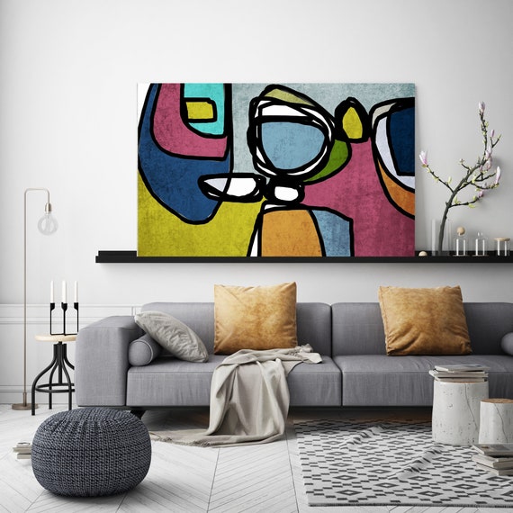 Mid Century Canvas Art, Canvas Print, Midcentury Modern, Abstract Art, Midcentury Canvas Print, Wall Art, Retro Home Decor, Vibrant Abstract