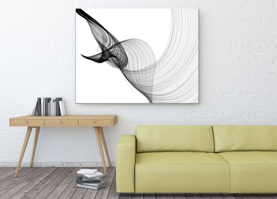 Abstract Black and White Art, Scandinavian Abstract Minimal Art, Large Contemporary Canvas Art Print Black wall Art, Black Abstract