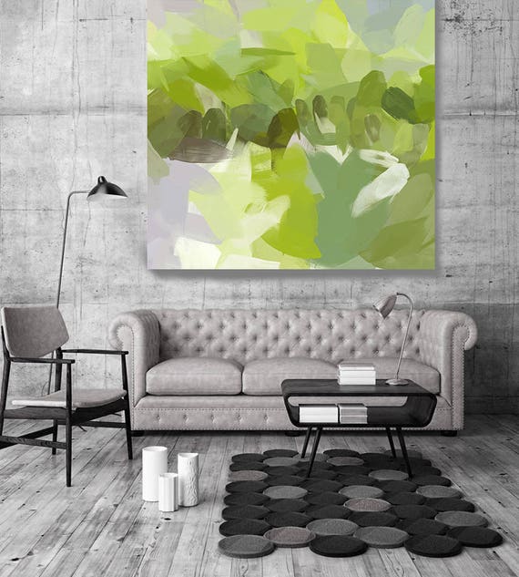 The Garden 1. Abstract Green Contemporary Painting Canvas Print, Extra Large Abstract Colorful Canvas Art Print up to 48" by Irena Orlov