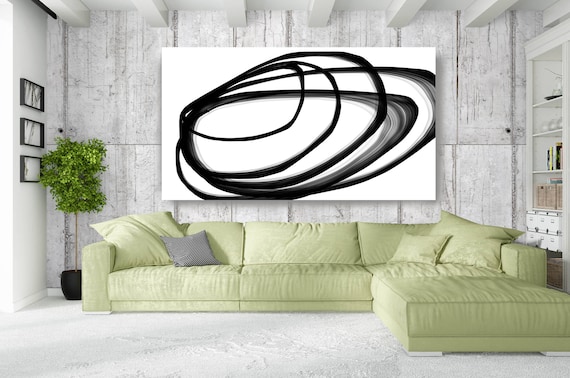 Abstract Expressionism in Black And White 29. Contemporary Unique Wall Decor, Large Contemporary Canvas Art Print up to 72" by Irena Orlov