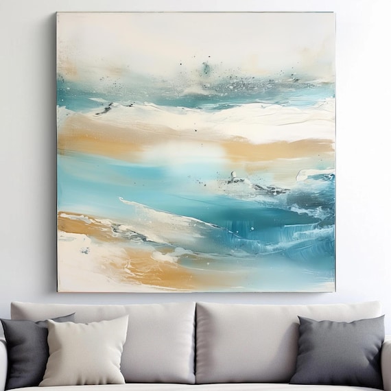 Aqua Symphony Abstract Coastal Canvas Print: Beach Wall Art,Aqua Symphony-9