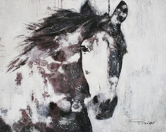 Wunderschönes Pferd 2. Großes Pferd, Pferde Wanddeko, Braunes rustikales Pferd, Großer zeitgenössischer Leinwand Kunstdruck bis 200 cm von Irena Orlov