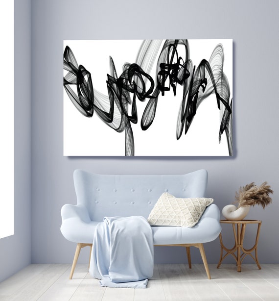 Black and White Wall Art Poetry and Music, Home Decor Wall Art Black and White Canvas Print Abstract Print Large Wall Art, Office Decor