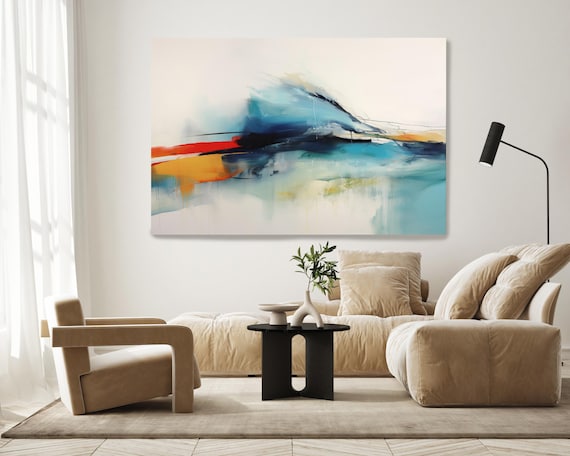 Lively Seashore Symphony-2 – Coastal Abstract Canvas Print, Ocean-Inspired Wall Art, Vibrant Modern Beach House Decor