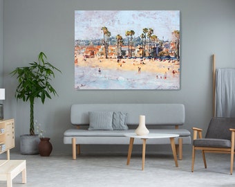 Sunny Newport Beach, Beach Decor, Seascape, People on the Beach, Coastal Wall Canvas Art, Sea Canvas Print Irena Orlov