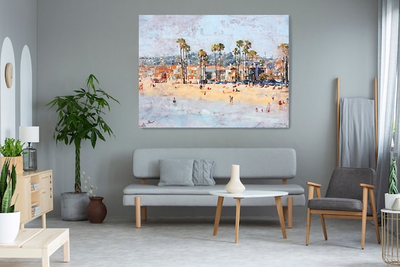 Sunny Newport Beach, Beach Decor, Seascape, People on the Beach, Coastal Wall Canvas Art, Sea Canvas Print Irena Orlov