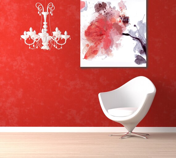 Timeless in Red. Floral Extra Large Canvas Art Print up to 48" Red Canvas Art Print, Abstract Splash Modern Floral Canvas Art by Irena Orlov