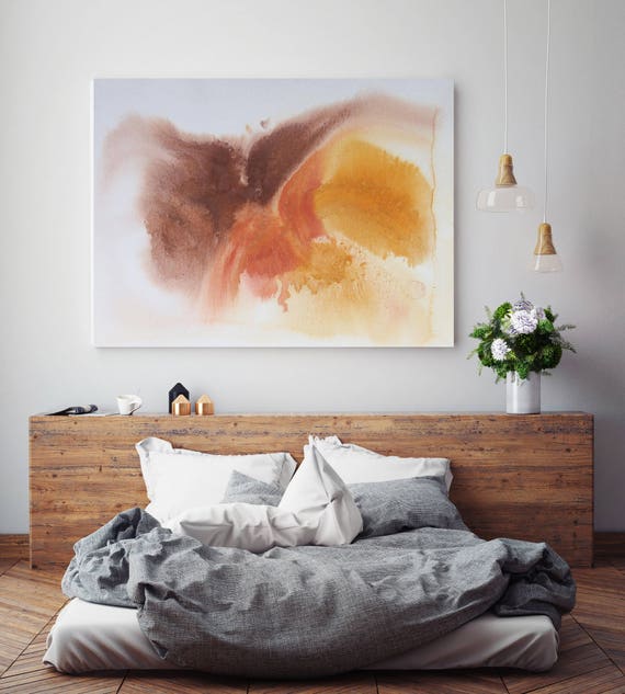 In the Natural World 6. Watercolor Abstract Brown Red Yellow, Watercolor Canvas Art Print up to 72" by Irena Orlov