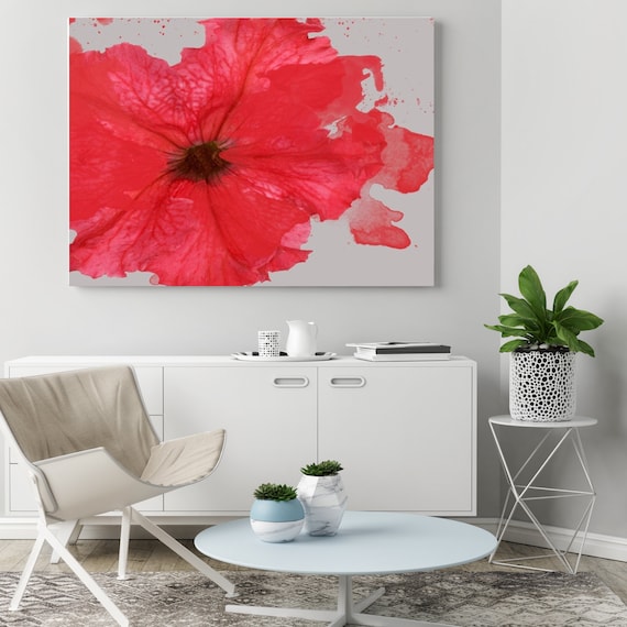 Sweet Melody. Floral Painting, Red Abstract Art, Wall Decor, Large Abstract Colorful Contemporary Canvas Art Print up to 72" by Irena Orlov