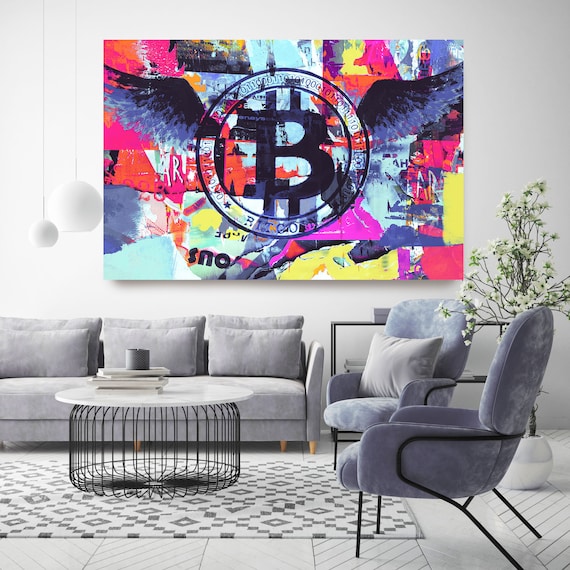 Cryptocurrency Bitcoin Graffiti Abstract Canvas, Cryptocurrency Bitcoin  Motivational canvas office art, Bitcoin Artwork Canvas Print