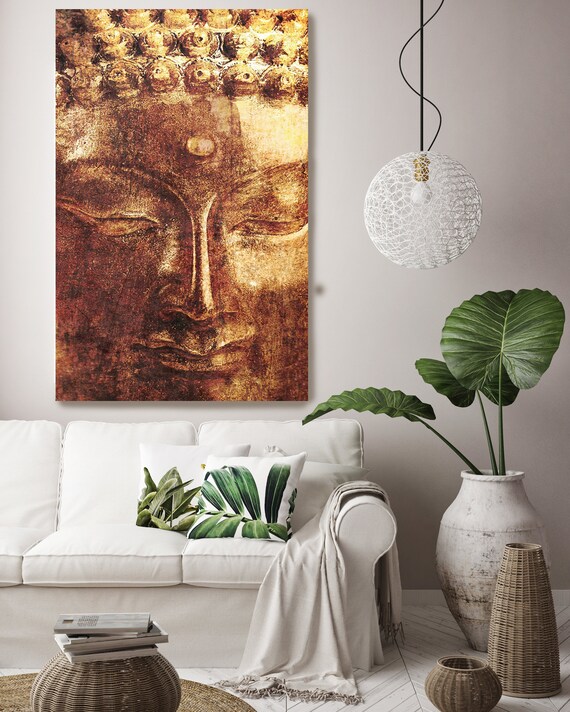 Gold Buddha. Large Buddha Canvas Print, Yellow Red Buddha Canvas Art Print up to 88" by Irena Orlov