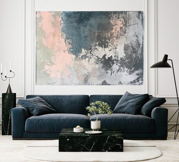 The peaceful interplay-10, Gray Pink Abstract Painting Print on Canvas, Textured Painting, Contemporary Living Room Decor, Office Wall Art
