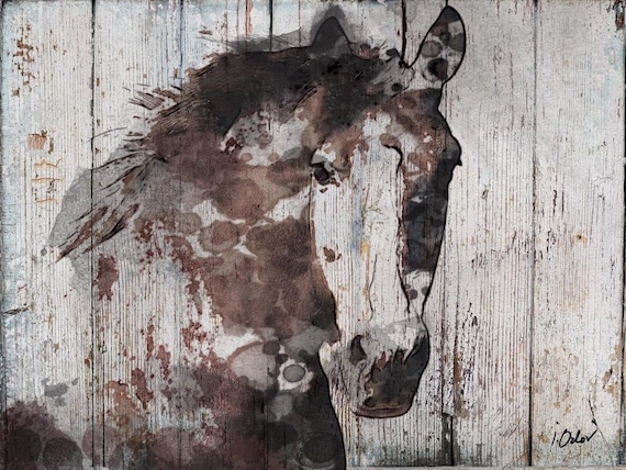 Samantha B Wild Horse. Extra Large Horse, Brown Rustic Horse, Large Contemporary Canvas Art Print up to 72" by Irena Orlov