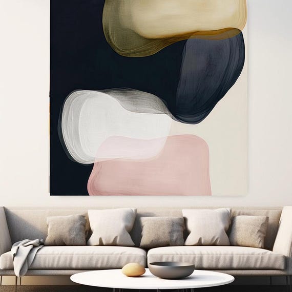 Veiled Visions-2, Black Pink Canvas Print | Minimalist Abstract Painting | Black Pink Abstraction | Abstract  Art | Abstract Canvas Print